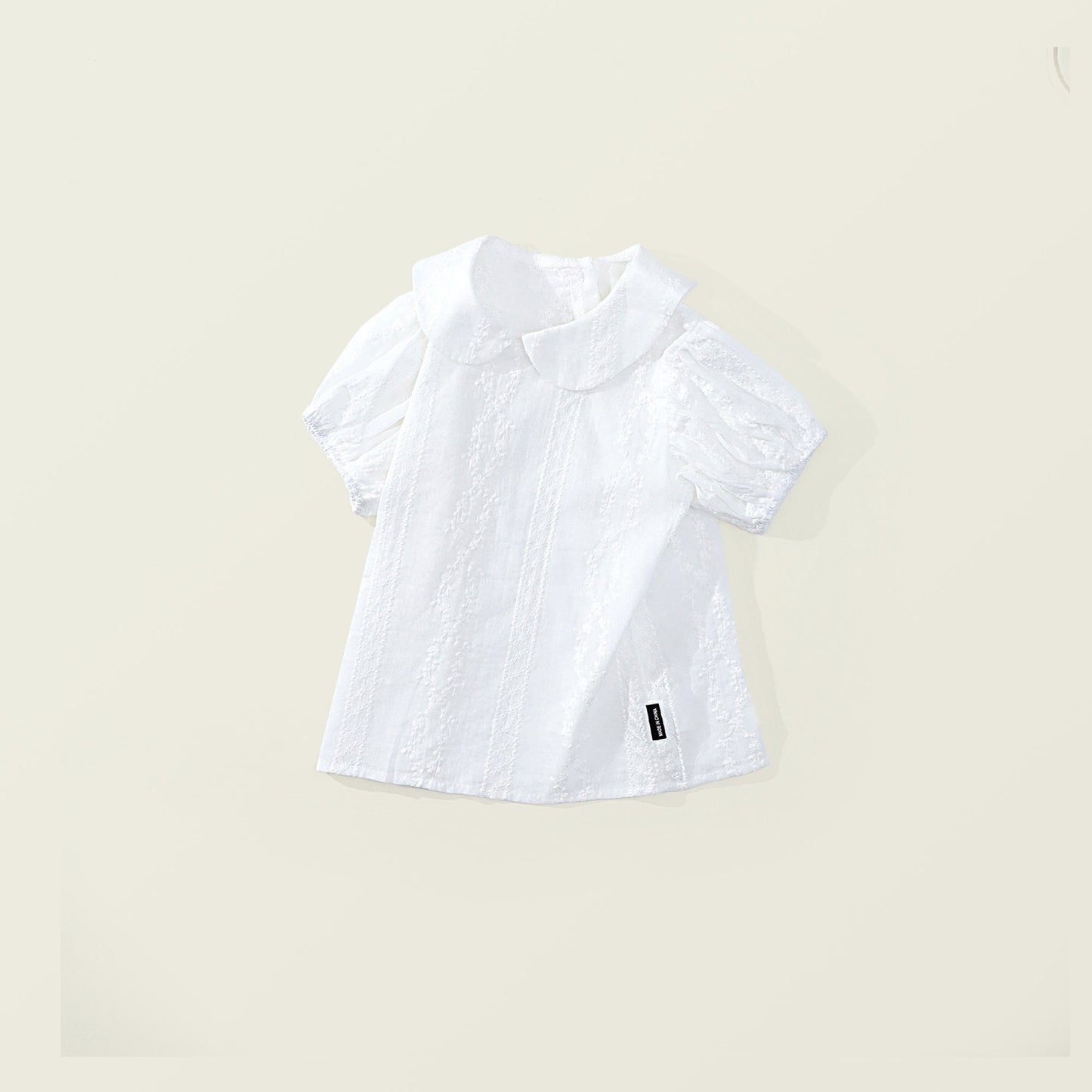 Girl's Summer Short-Sleeve White Shirt - Lace Peter Pan Collar K4125091