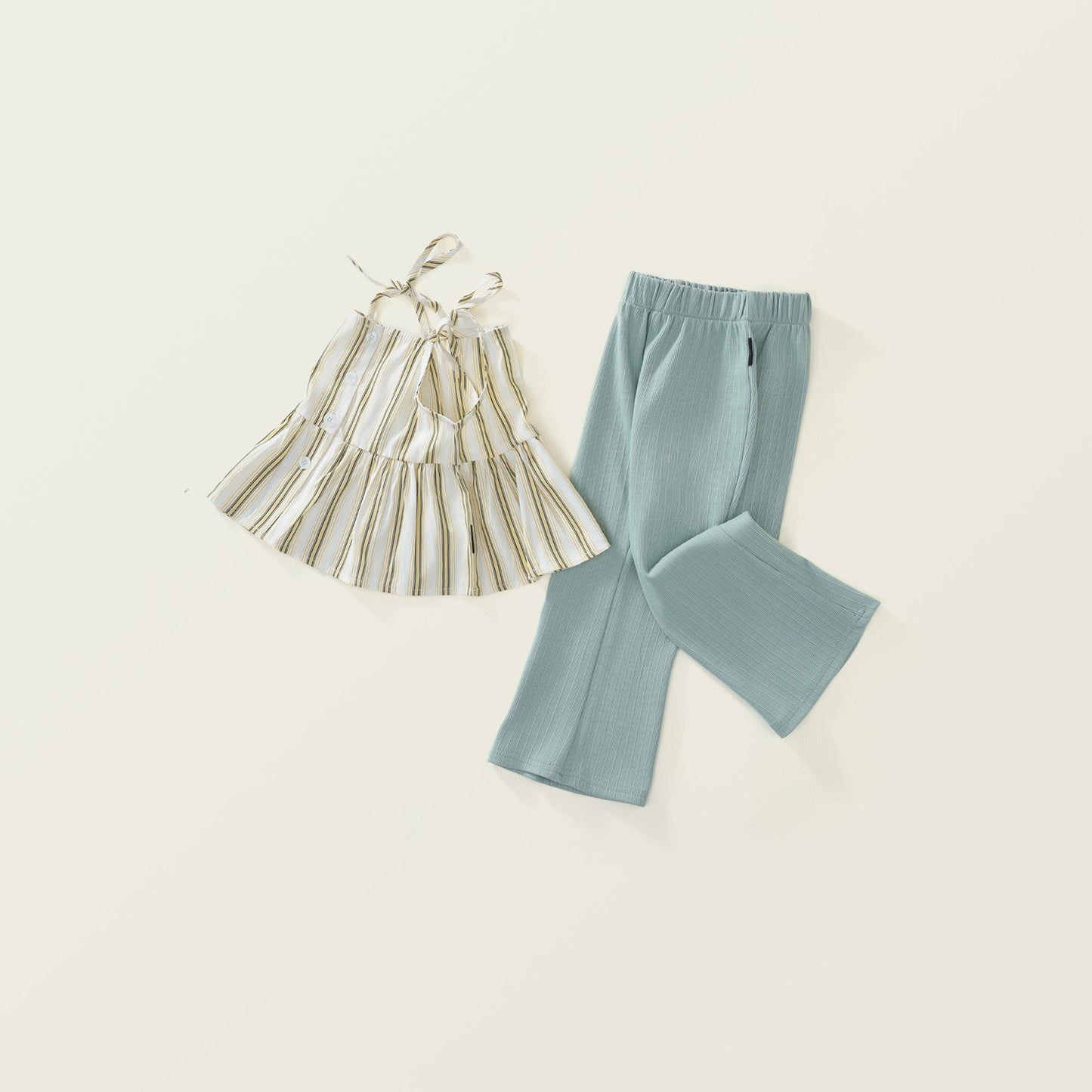 Girls' Striped Tank Top and Flared Pants Set