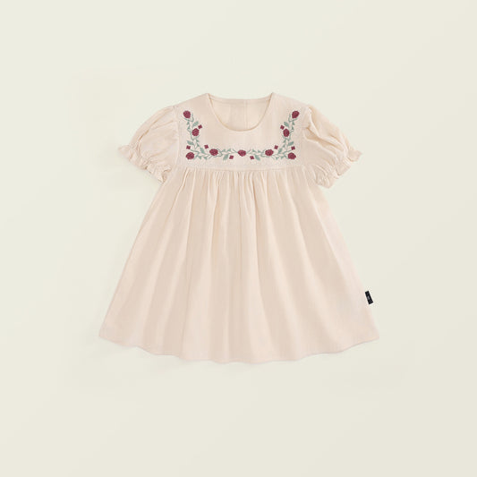 Girls French Embroidered Floral Dress