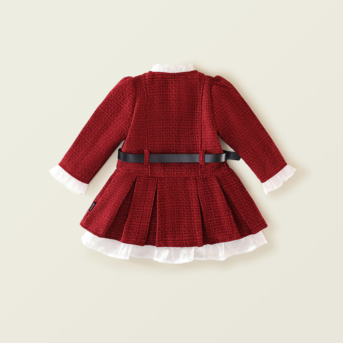 Girl's Little Chanel-Inspired Tweed Waisted Pleated Princess Dress