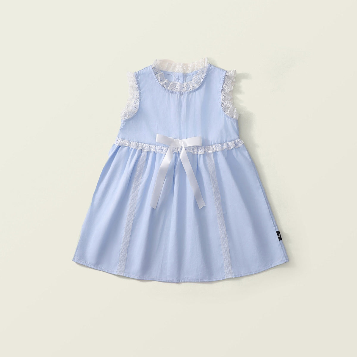 Girls' Lace-Patch Sleeveless Dress - Summer Blue